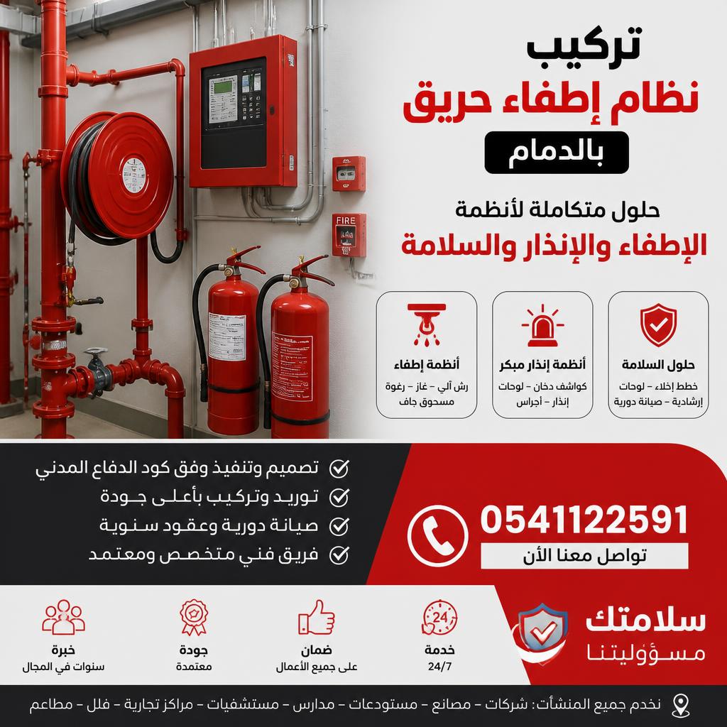 تركيب نظام إطفاء حريق بالدمام