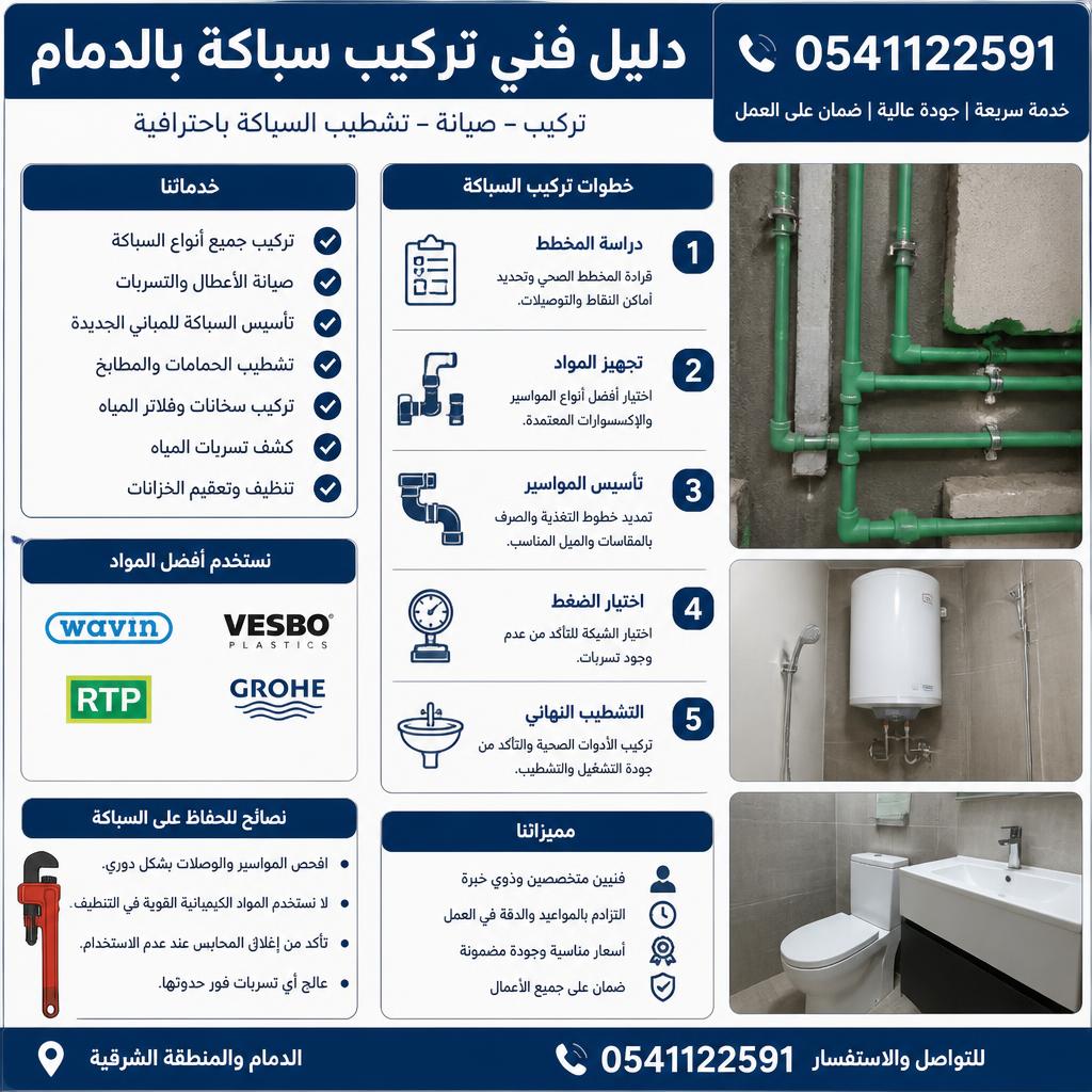 دليل فني تركيب سباكة بالدمام | 0541122591 | تركيب وصيانة وتشطيب السباكة