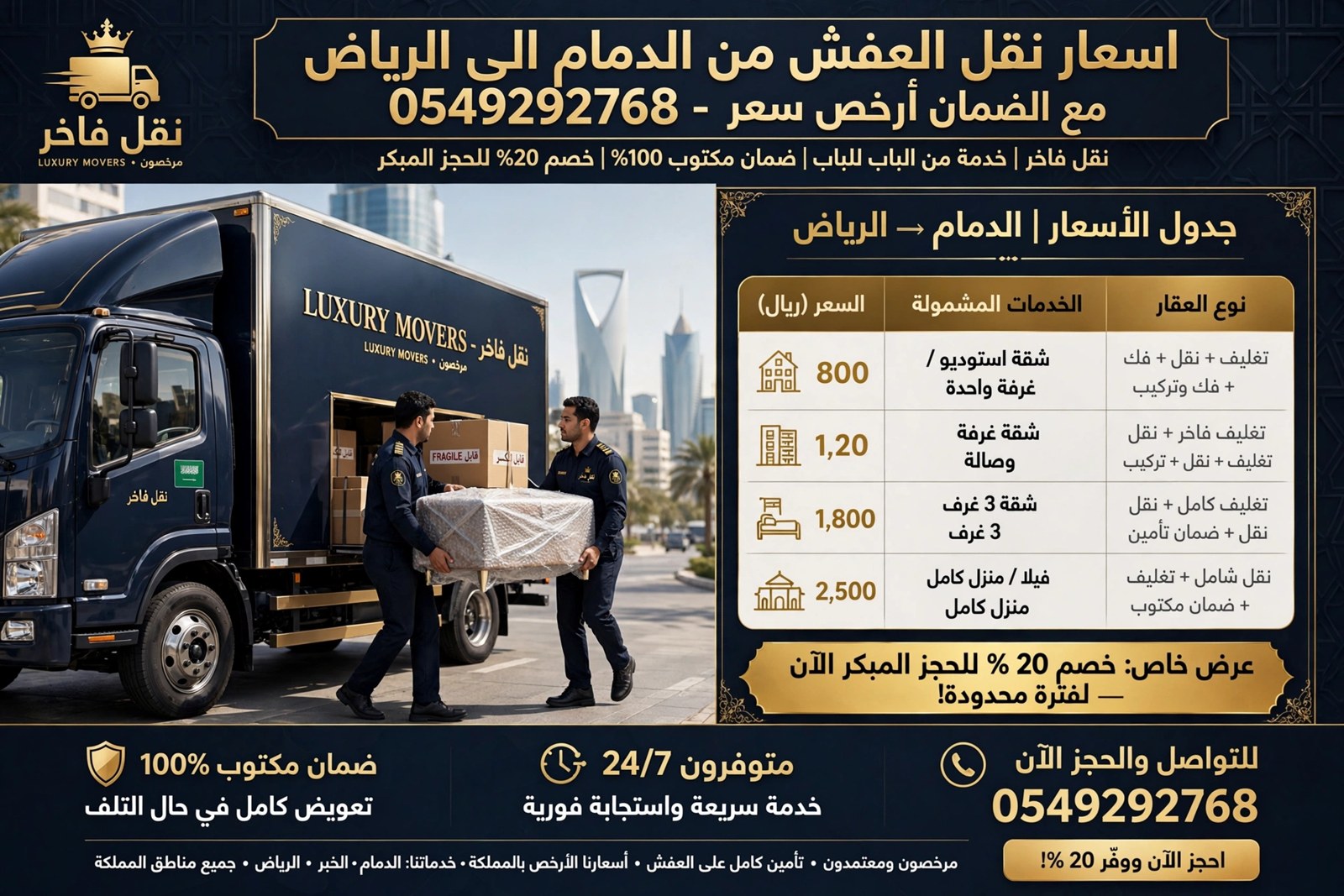 اسعار نقل العفش من الدمام الى الرياض